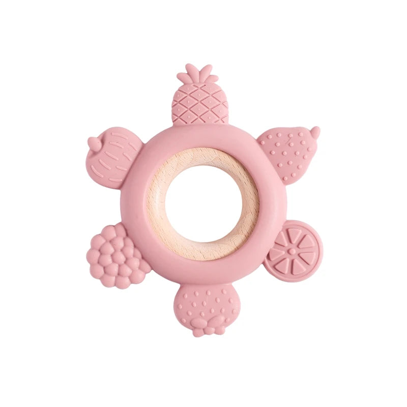 Luna Silicone and Wood Fruit Teether
