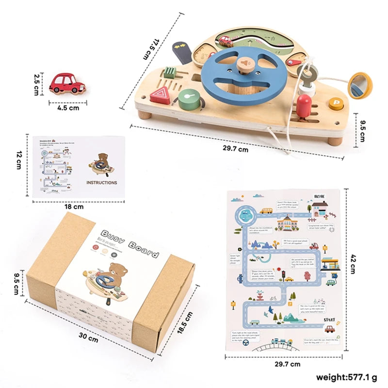 Luna Car Shaped Steering Wheel Sensory Busy Board